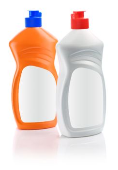 orange and white cleaning bottles