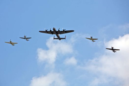 Five Planes in Precision Flight Formation and Sequence