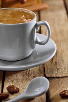 close-up coffe cup and spoon