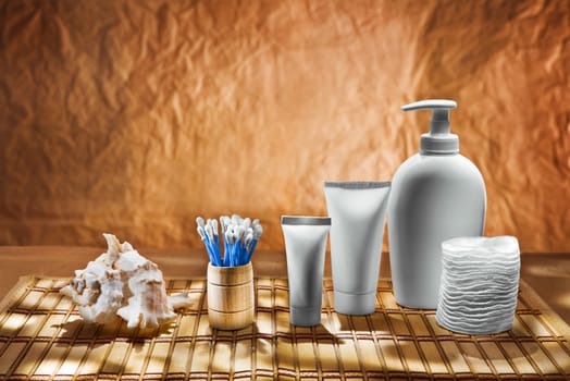 cosmetical set on mat
