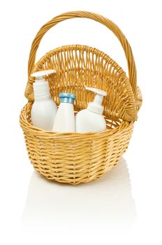bottles in basket