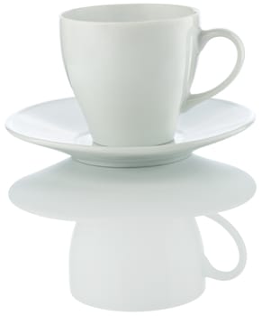 cup on a plate isolated
