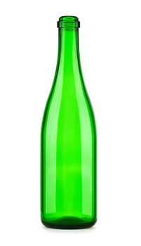 Empty bottle of champagne isolated