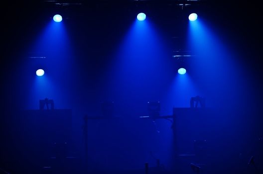 Empty stage in silhouette before a concert