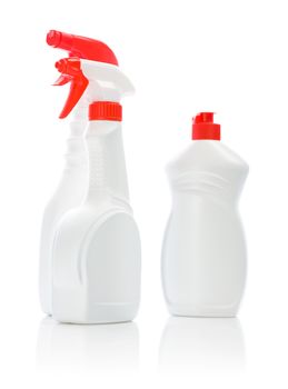 three isolated white cleaners