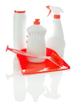 bottles dustpan and brush