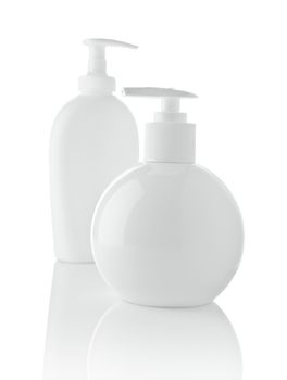 isolated white spray bottles