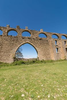 Ruins of a medieval stone aqueduct in easten Spain