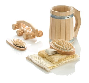 group of bath accessories