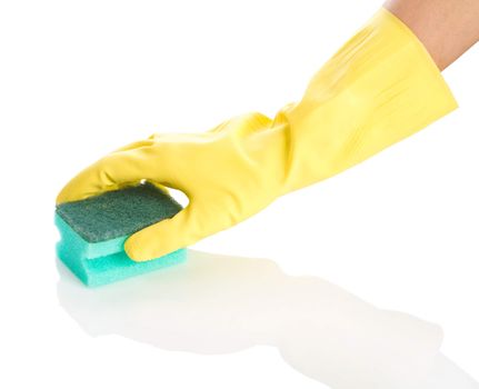 isolated hand with sponge