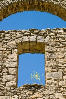 Detail take of arches and windos on an old aqueduct