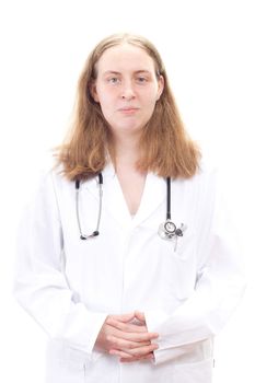 Medical doctor with folded hands waiting for next patient