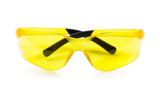 yellow safety glasses isolated on white