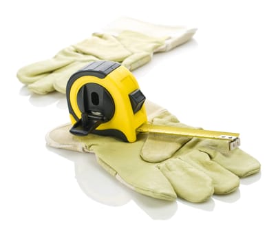 gloves with yellow tapeline