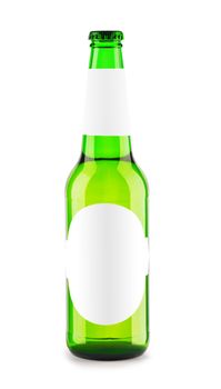 isolated bottle of beer with label