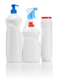 four white botles for clean