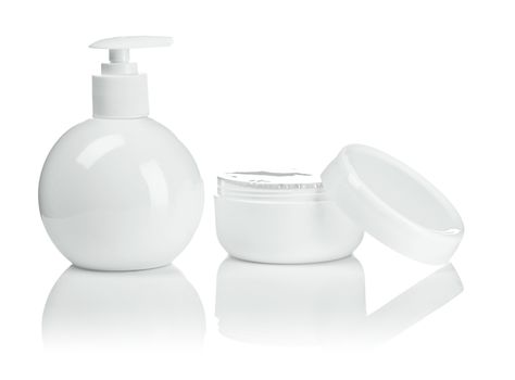 round bottle and cream isolated