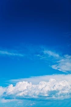 brightly cloudy sky with copyspace