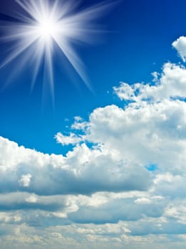 cloudy blue sky with sun