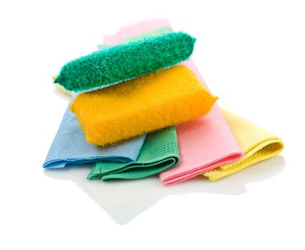colored sponges on rags