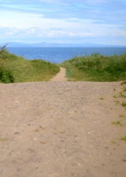 Vacation Image Of A Trail Down To A Beach With Copy Space