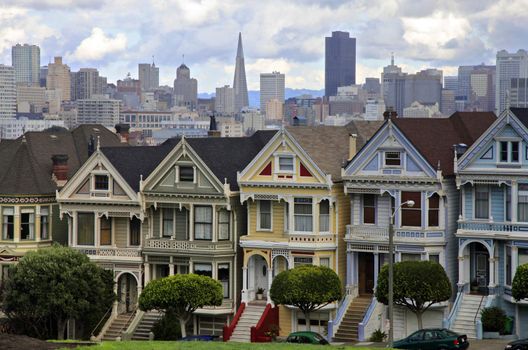 View to San Francisco with Alamo Square