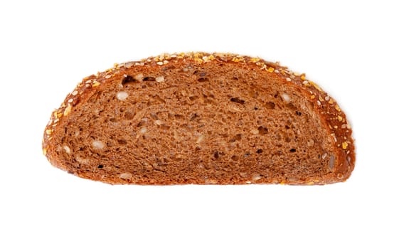 Slice rye bread isolated on white background