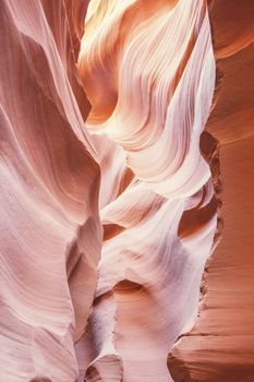 Vertical view in the famous Antelope Canyon, Page, Arizona, USA 