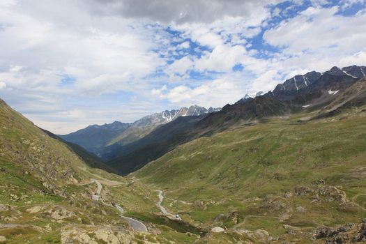 The border crossing between Italy and Switzerland, st. Bernhard Pass