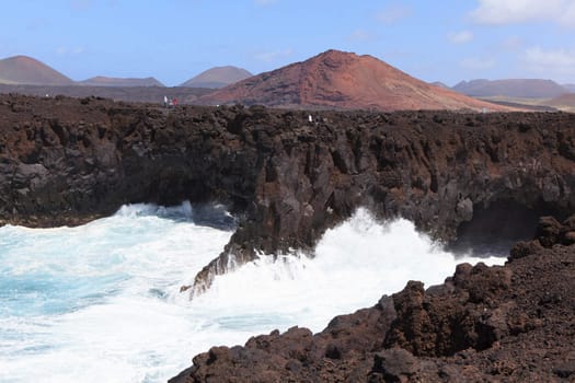 Los Hervideros is a landmark on the island of Lanzarote, Spain