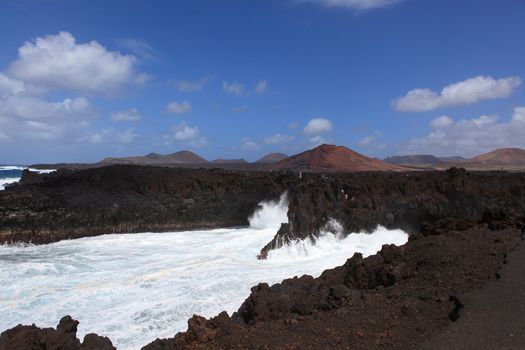 Los Hervideros is a landmark on the island of Lanzarote, Spain