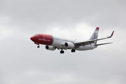 Arrecife, Spain, Mars 22. 2013: Boeing 737-800 from the Norwegian Air Shuttle landing in Lanzarote Airport.