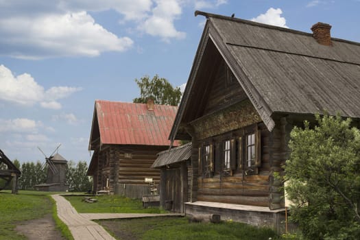 Street Russian village of the nineteenth century. Suzdal. Russia