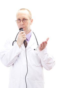 Male medical physician holding speech