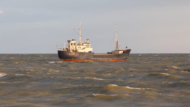 Small coastal vessel in the waters of the dutch Ijsselmeer, Holland