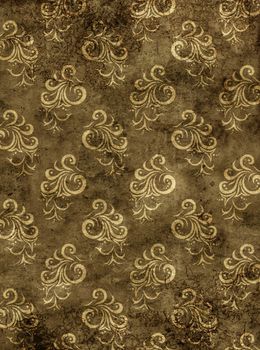 Paper texture of brown color with floral decor 