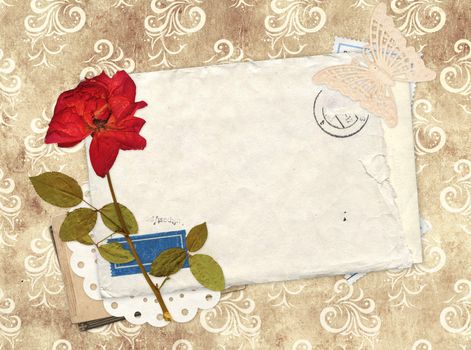 Old envelope and dry pose for scrapbooking design
