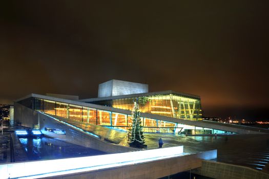 Oslo Opera House shine at night Norway