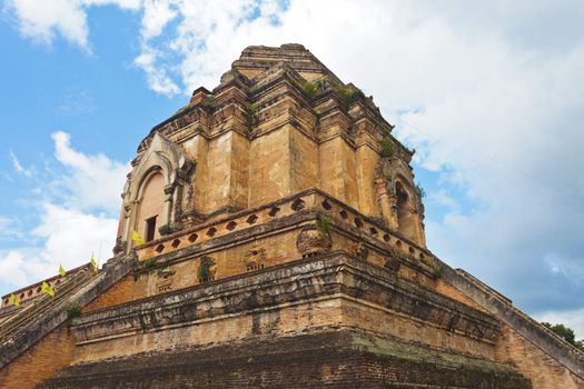 Wat Chedi Luang temple at day, Chiang Mai, Thailand.