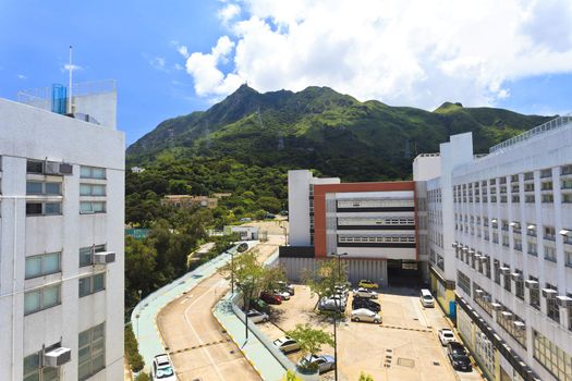 Buildings along mountain in Hong Kong