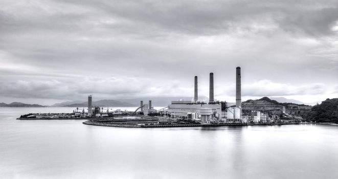 Power plant in black and white