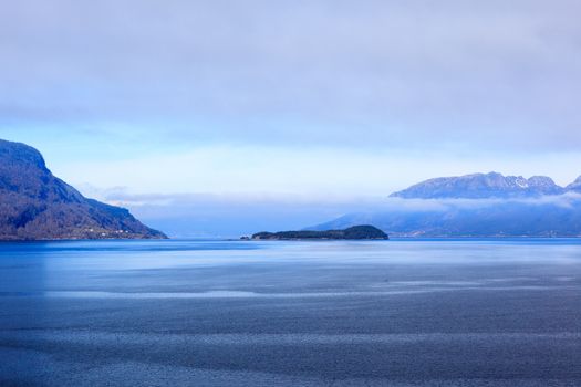 Fjord and mountains of Hardanger, western part of Norway