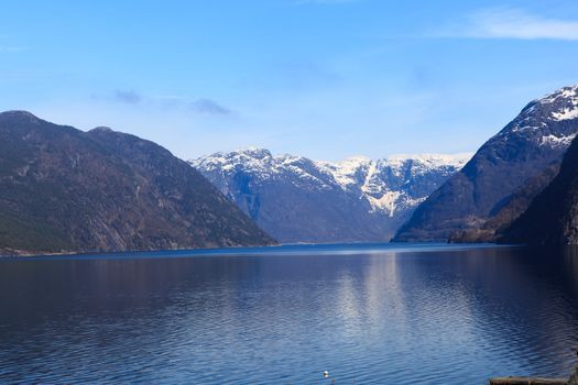 Fjord and mountains of Hardanger, western part of Norway