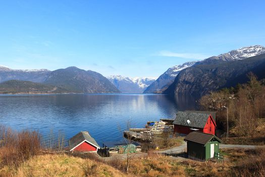 Fjord and mountains of Hardanger, western part of Norway