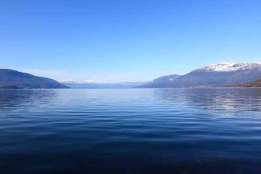 Fjord and mountains of Hardanger, western part of Norway