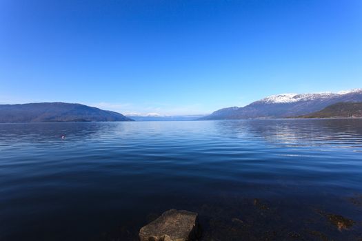 Fjord and mountains of Hardanger, western part of Norway