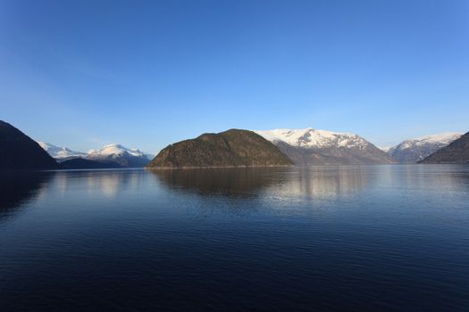 Fjord and mountains of Hardanger, western part of Norway