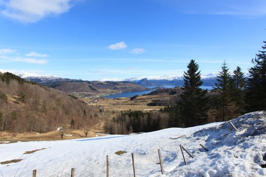 Fjord and mountains of Hardanger, western part of Norway