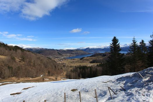 Fjord and mountains of Hardanger, western part of Norway