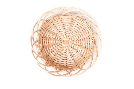 Decorative strawy basket isolated on white background